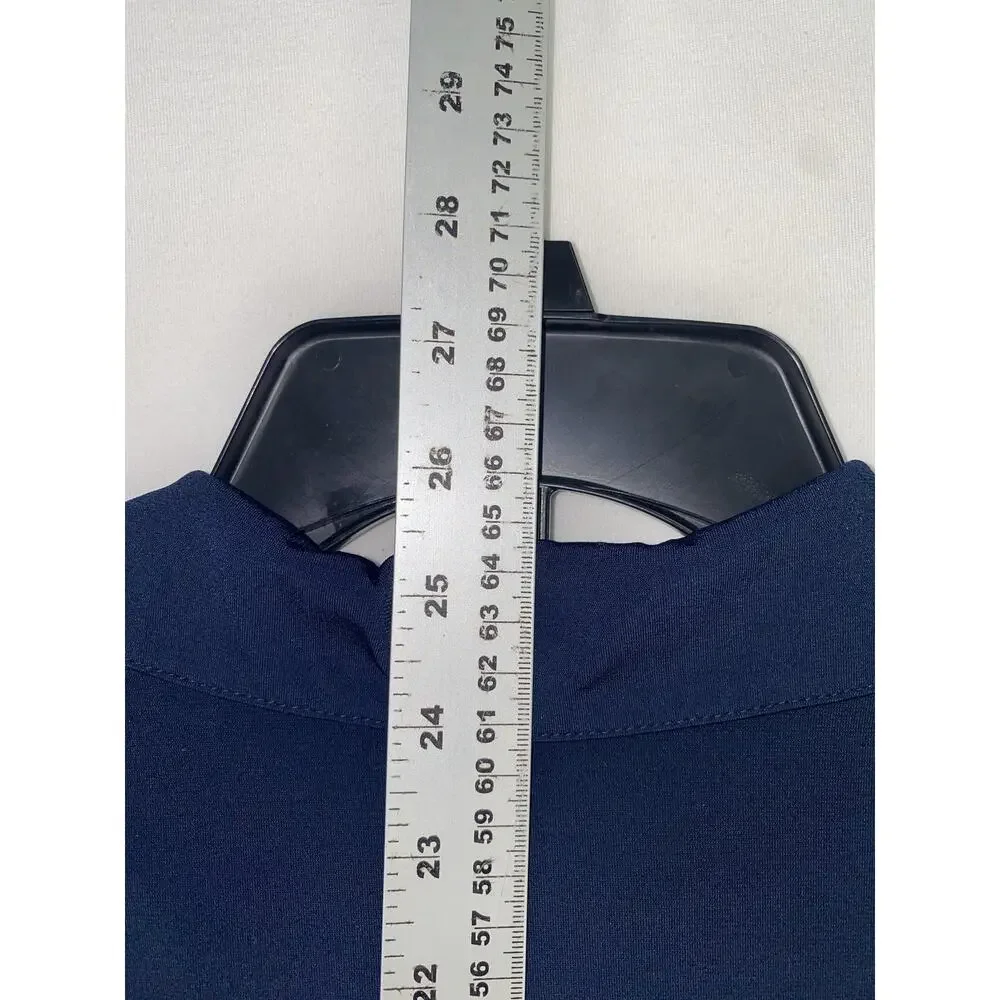 Carmen Marc Valvo Shirt Womens Medium Blue Collared 3/4 Sleeve Polo Tunic Top - Picture 5 of 5